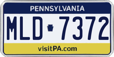 PA license plate MLD7372