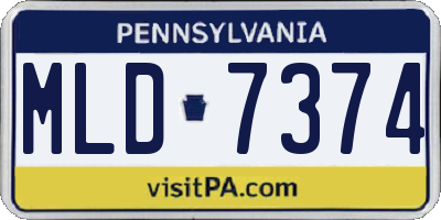 PA license plate MLD7374