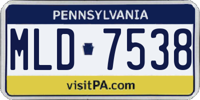 PA license plate MLD7538