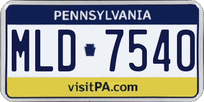 PA license plate MLD7540