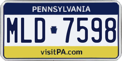 PA license plate MLD7598
