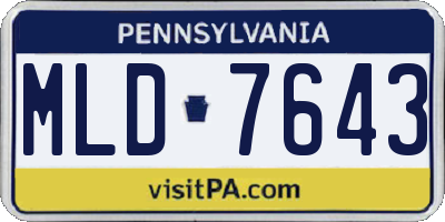 PA license plate MLD7643