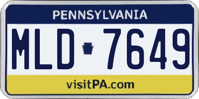PA license plate MLD7649