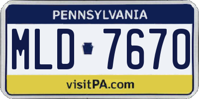 PA license plate MLD7670