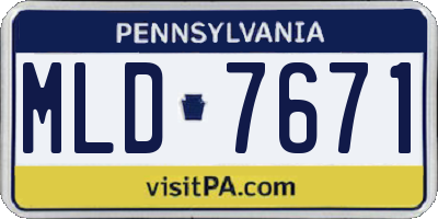 PA license plate MLD7671