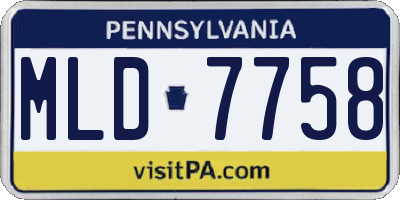 PA license plate MLD7758