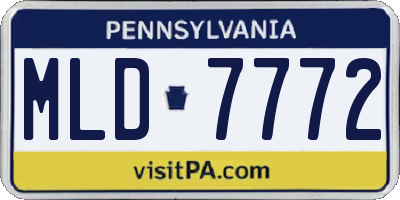 PA license plate MLD7772