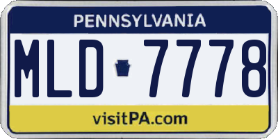 PA license plate MLD7778