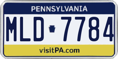 PA license plate MLD7784