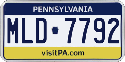 PA license plate MLD7792