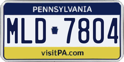 PA license plate MLD7804