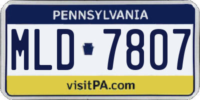 PA license plate MLD7807