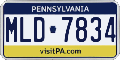 PA license plate MLD7834