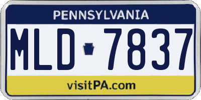 PA license plate MLD7837