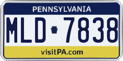 PA license plate MLD7838