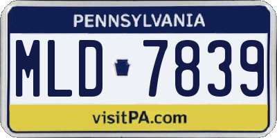 PA license plate MLD7839