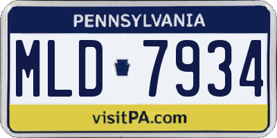PA license plate MLD7934