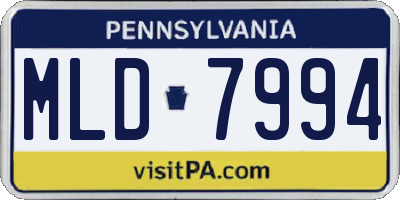 PA license plate MLD7994