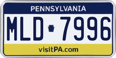 PA license plate MLD7996