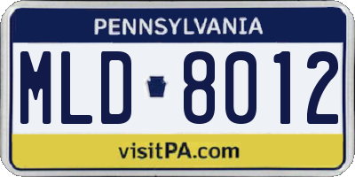 PA license plate MLD8012