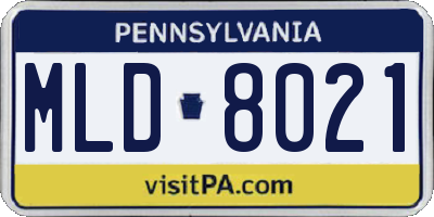 PA license plate MLD8021