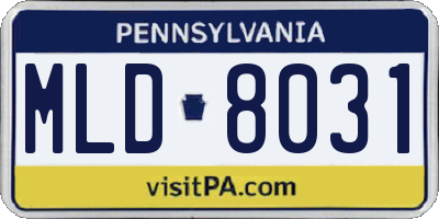 PA license plate MLD8031