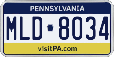 PA license plate MLD8034