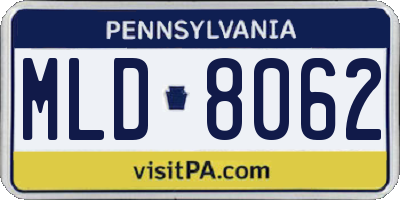 PA license plate MLD8062