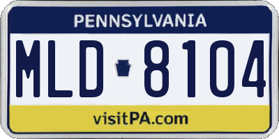 PA license plate MLD8104