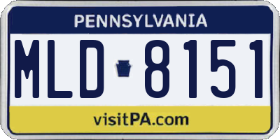 PA license plate MLD8151