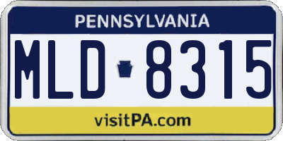 PA license plate MLD8315