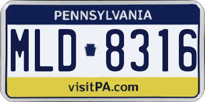 PA license plate MLD8316