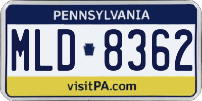 PA license plate MLD8362