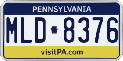 PA license plate MLD8376