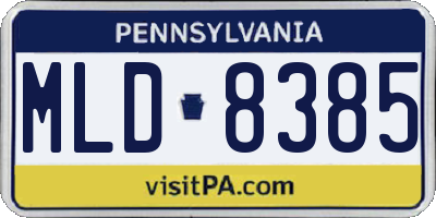 PA license plate MLD8385
