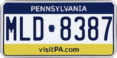 PA license plate MLD8387