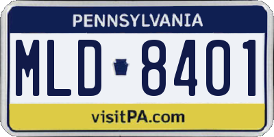 PA license plate MLD8401