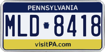 PA license plate MLD8418