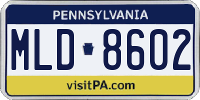 PA license plate MLD8602