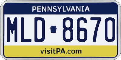 PA license plate MLD8670