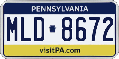 PA license plate MLD8672