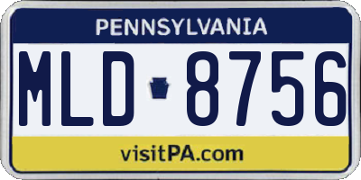 PA license plate MLD8756