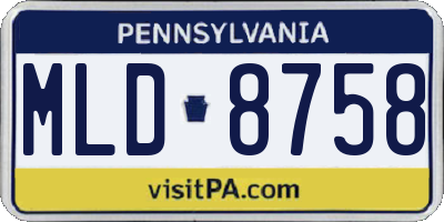 PA license plate MLD8758