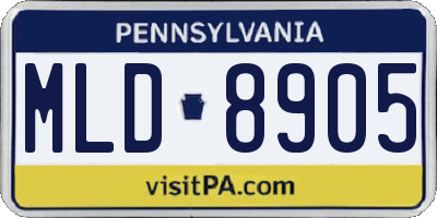 PA license plate MLD8905