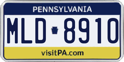 PA license plate MLD8910