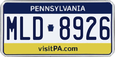 PA license plate MLD8926