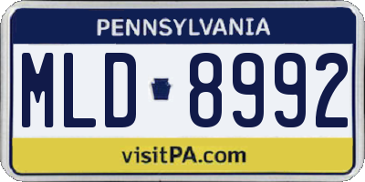 PA license plate MLD8992