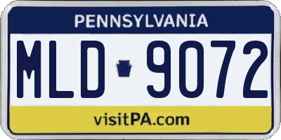 PA license plate MLD9072