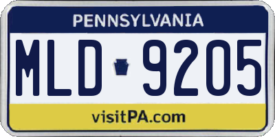 PA license plate MLD9205