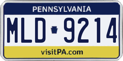 PA license plate MLD9214